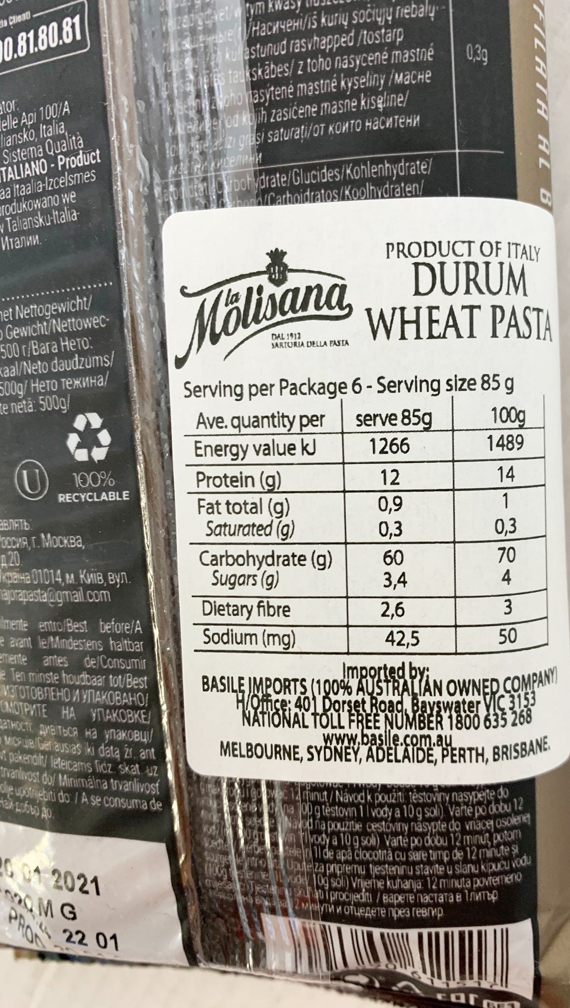 La Molisana Durum Wheat Spaghetti Quadrato No.1 500g