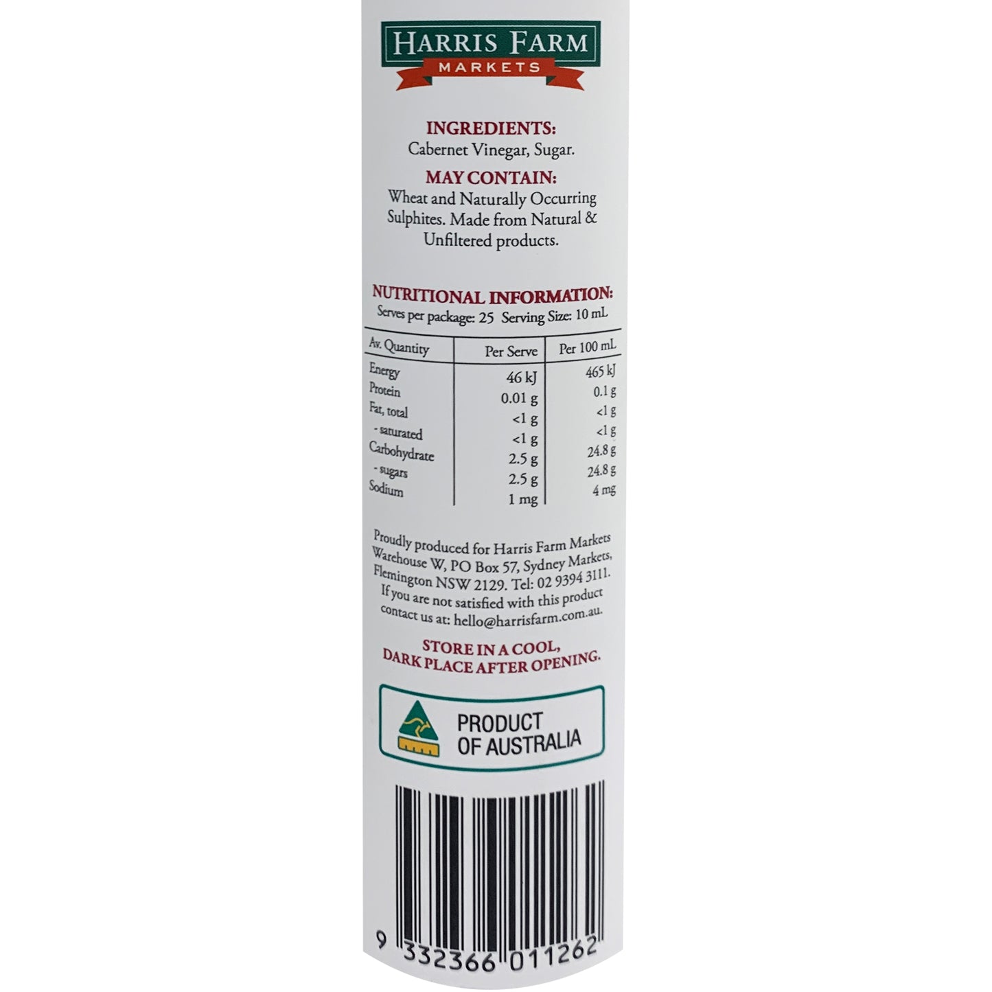 Harris Farm Barrel Cabernet Vinegar 250ml | Harris Farm Markets Online