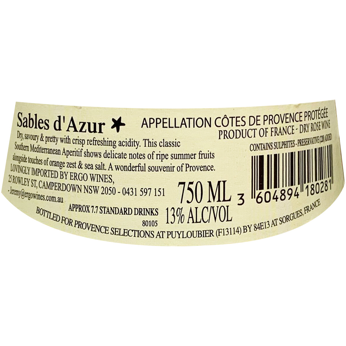 Sables D'Azur - Rose - Provence, France (750mL)