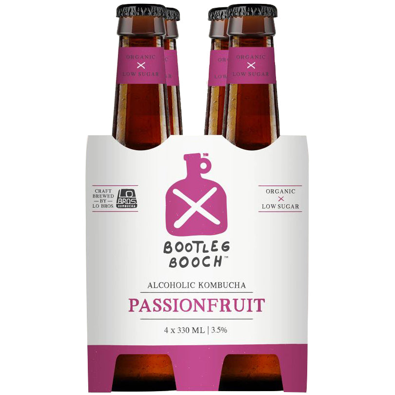 Bootleg Booch - Alcoholic Kombucha - Passionfruit (4pk) | Harris Farm Online