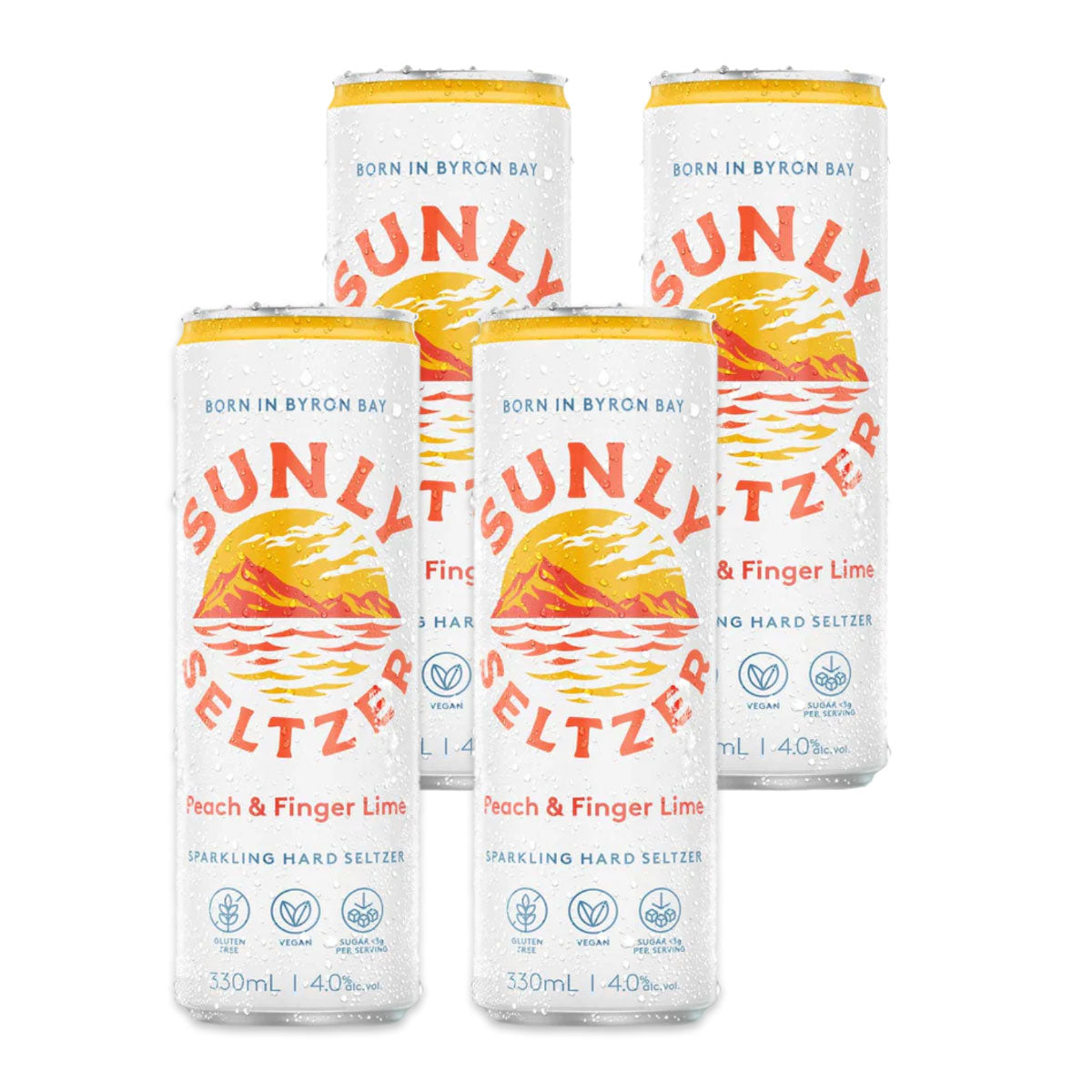 Sunly Seltzer Peach and Finger Lime 4 x 330ml | Harris Farm Online
