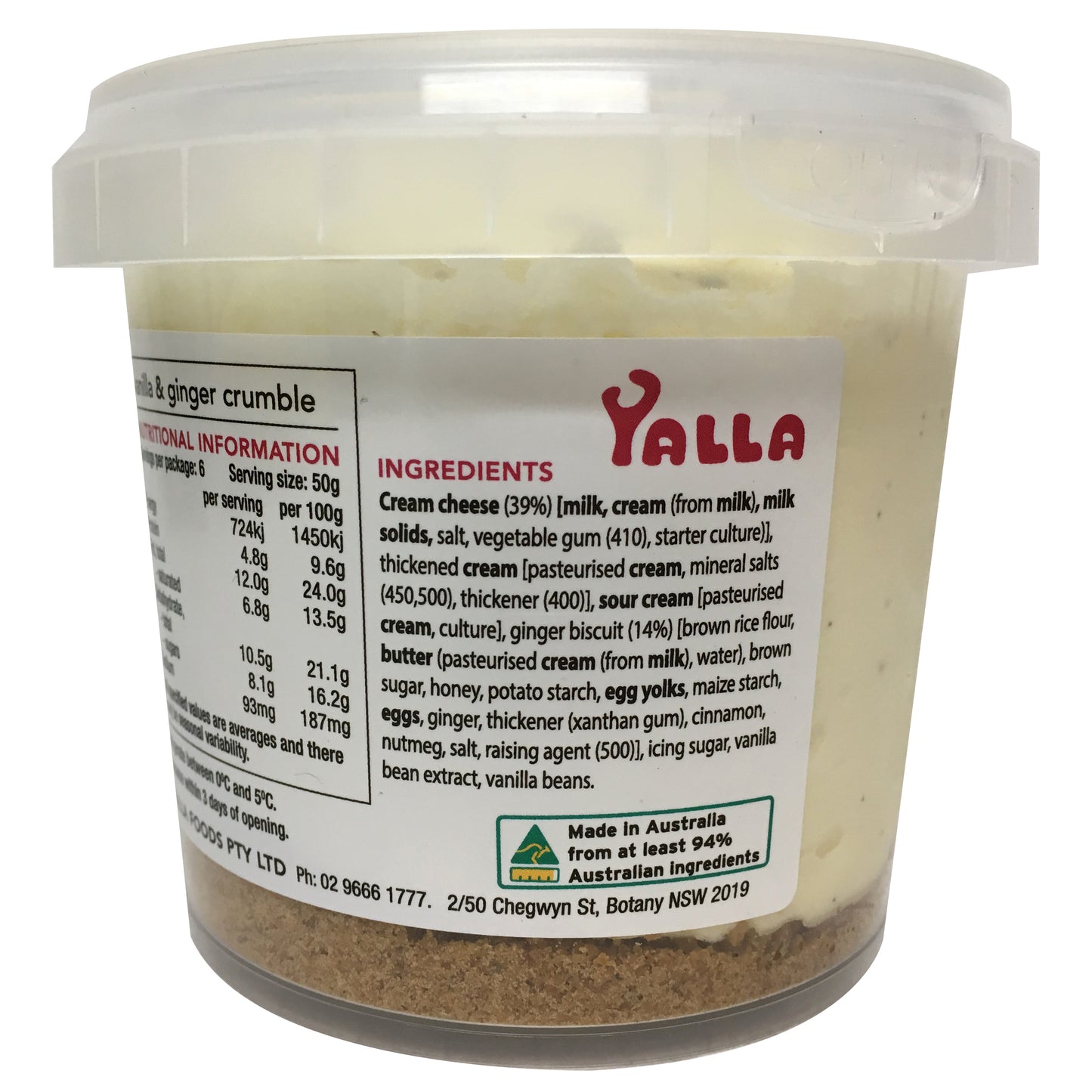 Yalla Vanilla and Ginger Crumble Cheesecake 300g