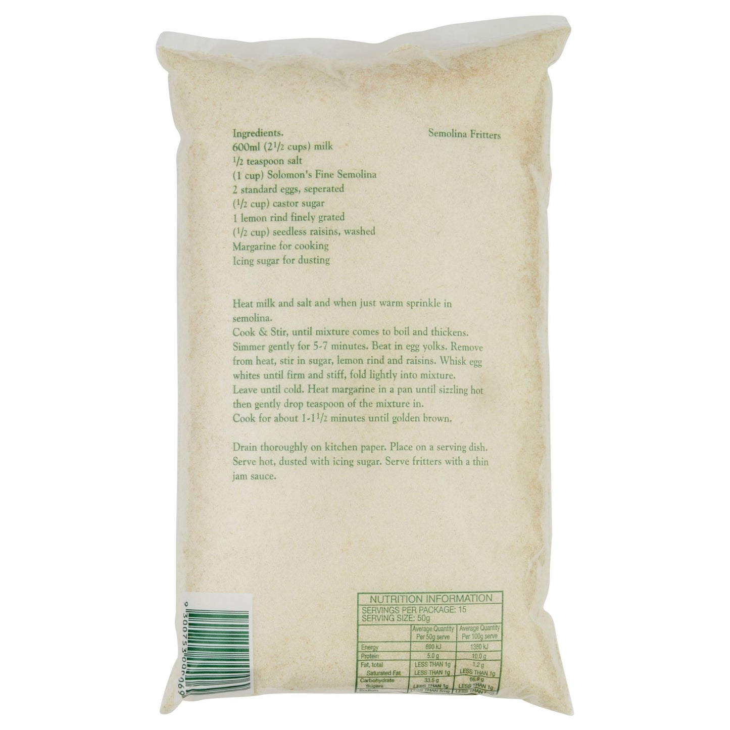 Solomon Semolina Fine 750g , Grocery-Grains - HFM, Harris Farm Markets
- 2