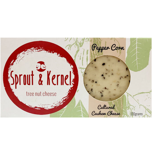 Sprout and Kernel Tree Nut Cheese Peppercorn Cultured Cashew Cheese 120g