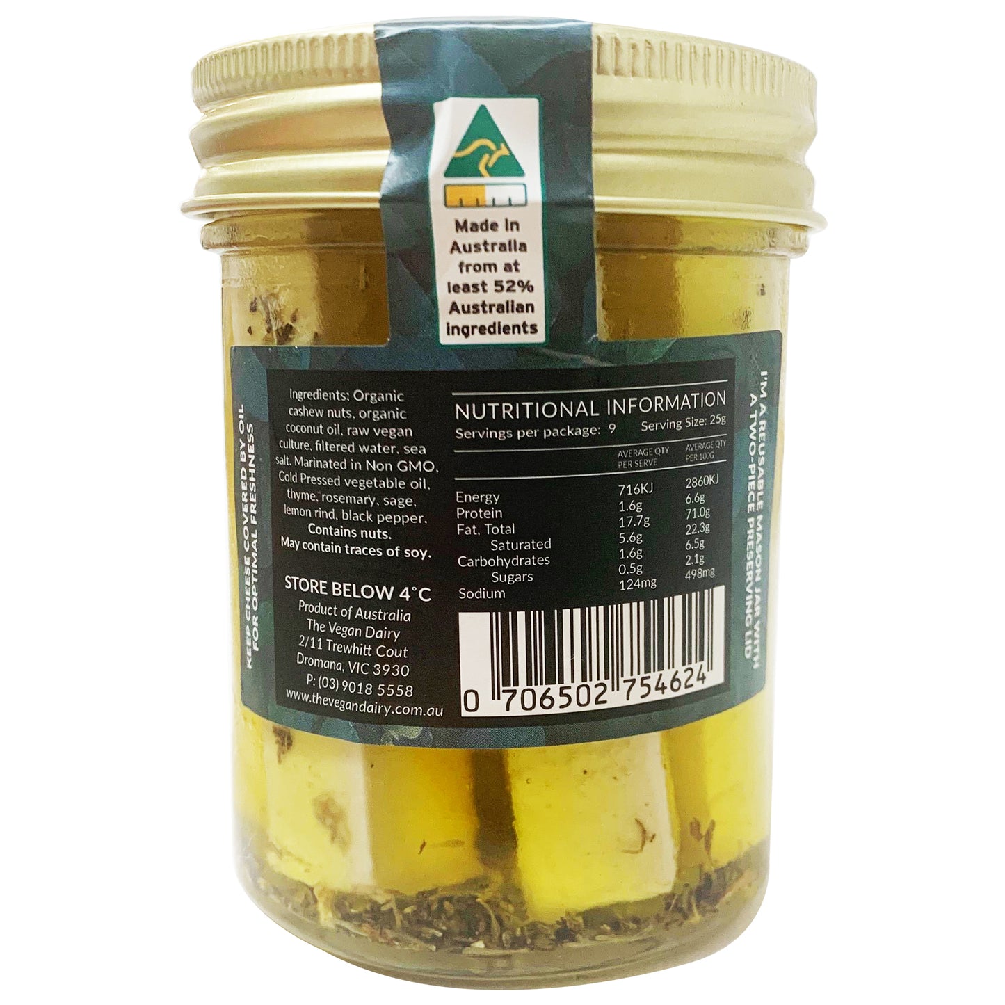 The Vegan Dairy Persian Feta Cashew Cheese 225g