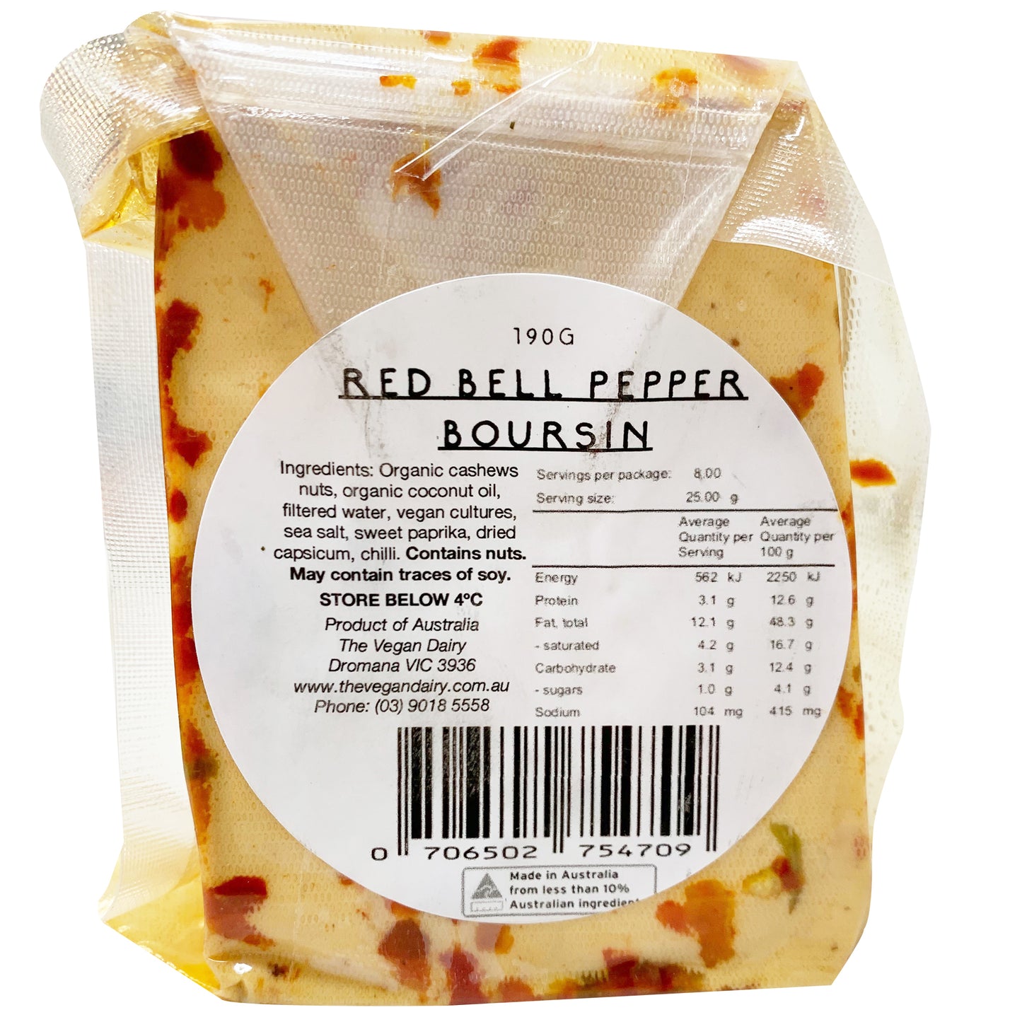 The Vegan Dairy Red Bell Pepper Boursin Cashew Cheese 150g