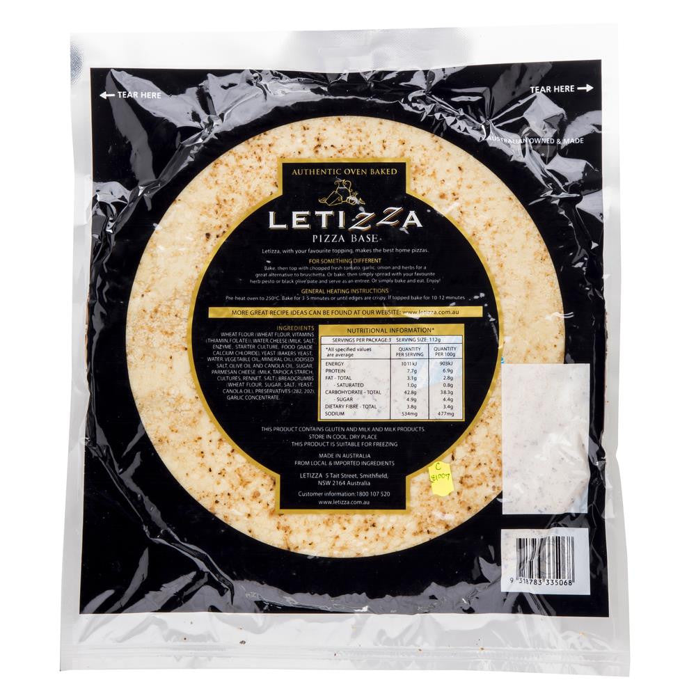 Letizza Authentic Oven Baked Pizza Base 335g , Z-Bakery - HFM, Harris Farm Markets
- 2
