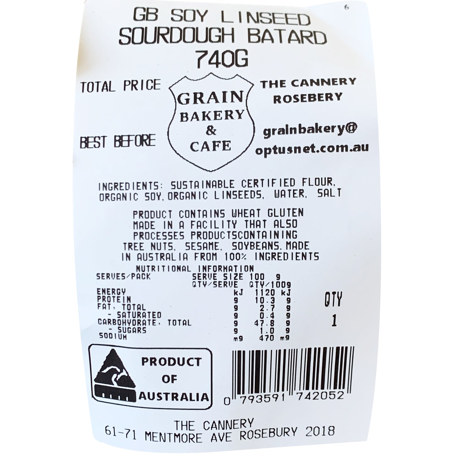 Grain Bakery Soy Linseed Sourdough Batard | Harris Farm Online