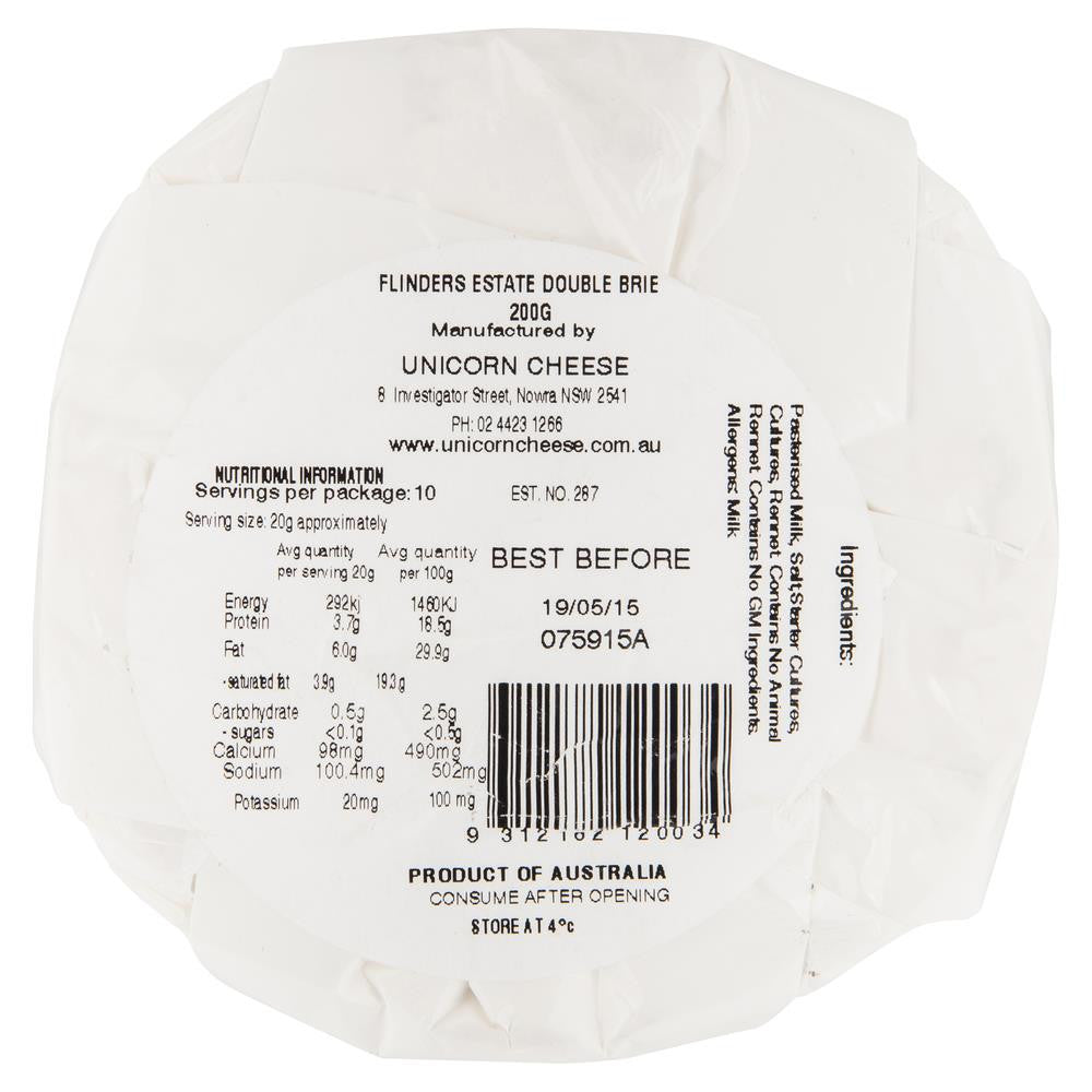 Flinders Estate Double Brie 200g , Frdg1-Cheese - HFM, Harris Farm Markets
- 2