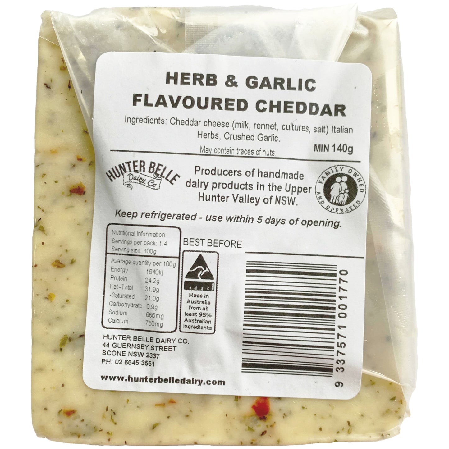 Hunter Belle Dairy Co. Herb and Garlic Cheddar | Harris Farm Online