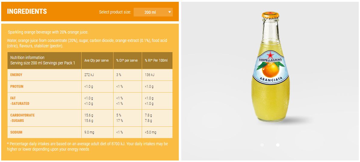 San Pellegrino Aranciata 4 x 200ml