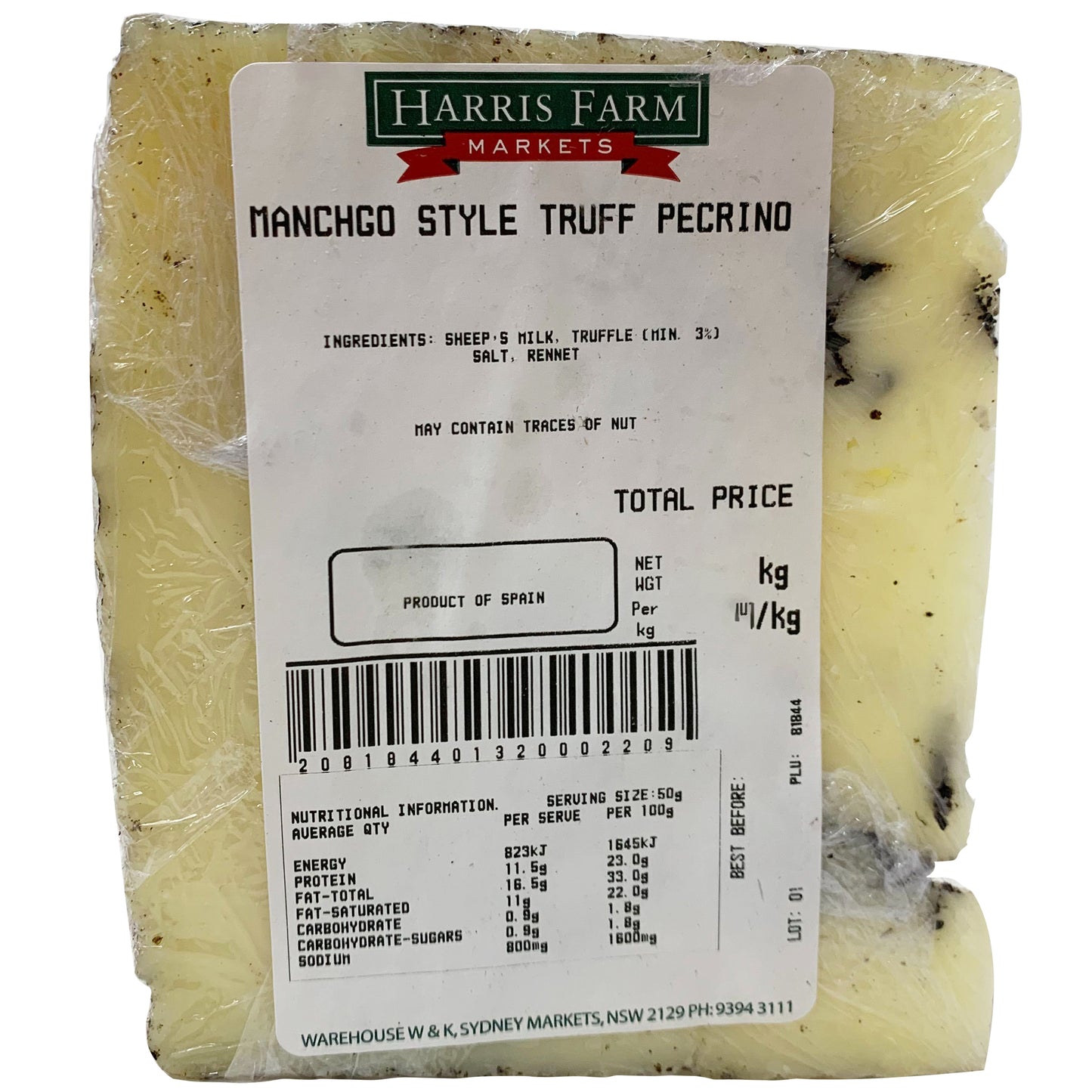 Manchego Style Truffle Pecorino Cheese 180-220g | Harris Farm Markets Online