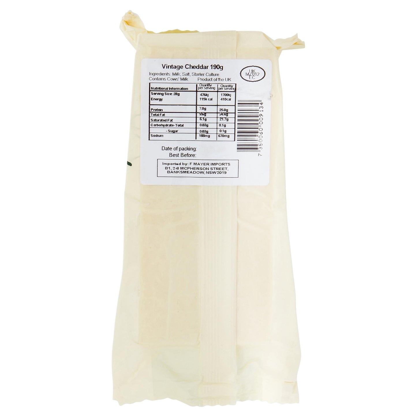 Cheddar Barber's 1833 Vintage Reserve 190g , Frdg1-Cheese - HFM, Harris Farm Markets
- 2