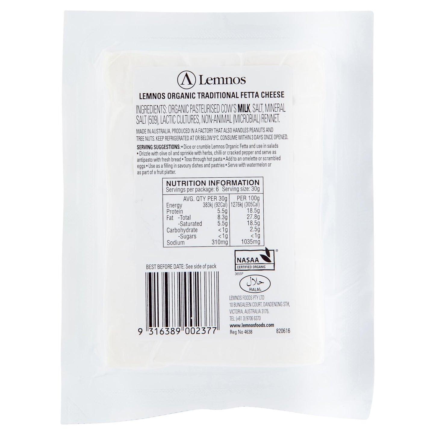 Fetta Lemnos Organic 180g , Frdg1-Cheese - HFM, Harris Farm Markets
- 2