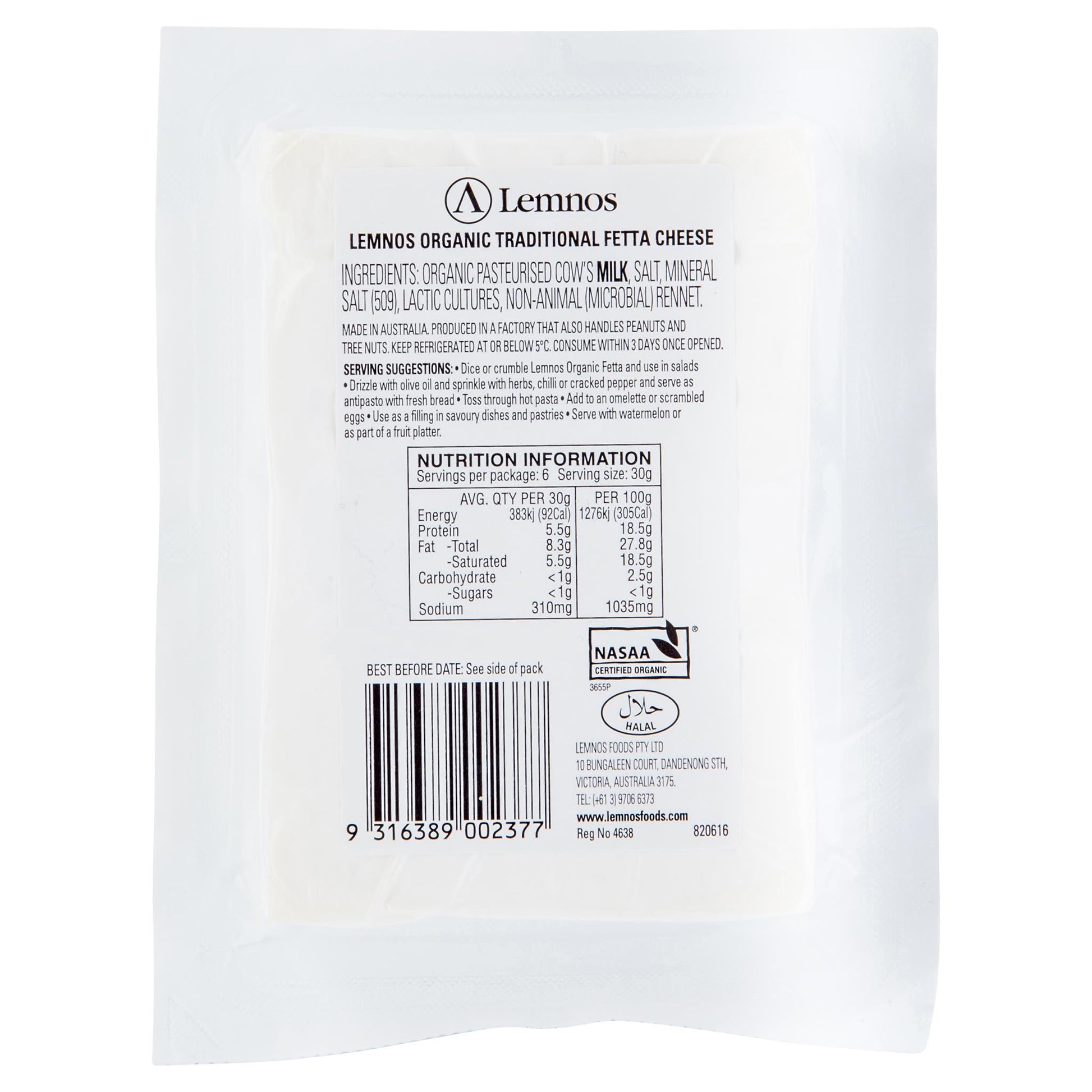 Fetta Lemnos Organic 180g , Frdg1-Cheese - HFM, Harris Farm Markets
 - 2