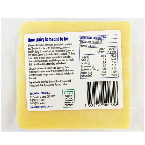 Barambah Organics Tasty Cheddar Block Cheese | Harris Farm Online