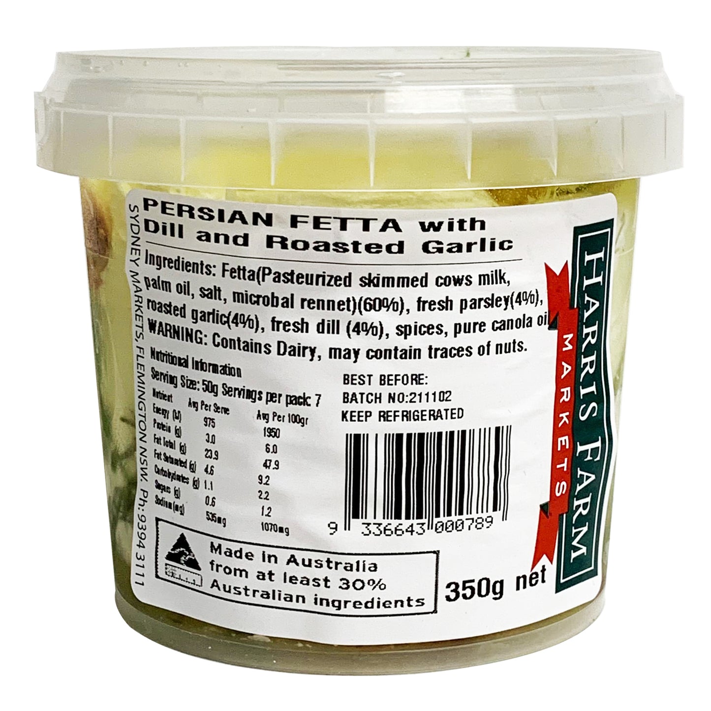 Harris Farm - Persian Fetta - Dill and Roasted Garlic | Harris Farm Online