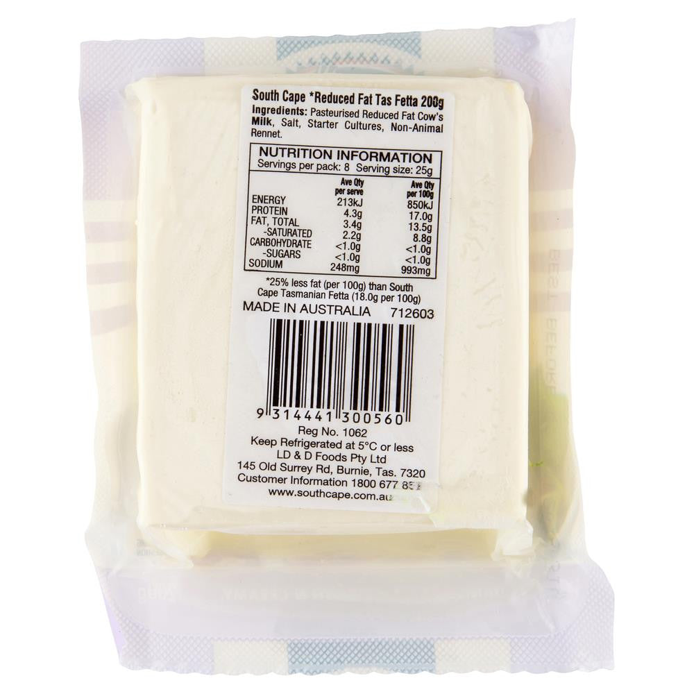 Fetta South Cape Reduced Fat Tasmanian 200g , Frdg1-Cheese - HFM, Harris Farm Markets
- 2