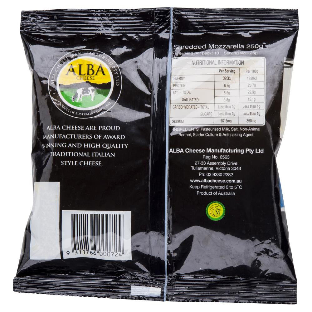 Mozzarella Alba Shredded 250g , Frdg1-Cheese - HFM, Harris Farm Markets
- 2