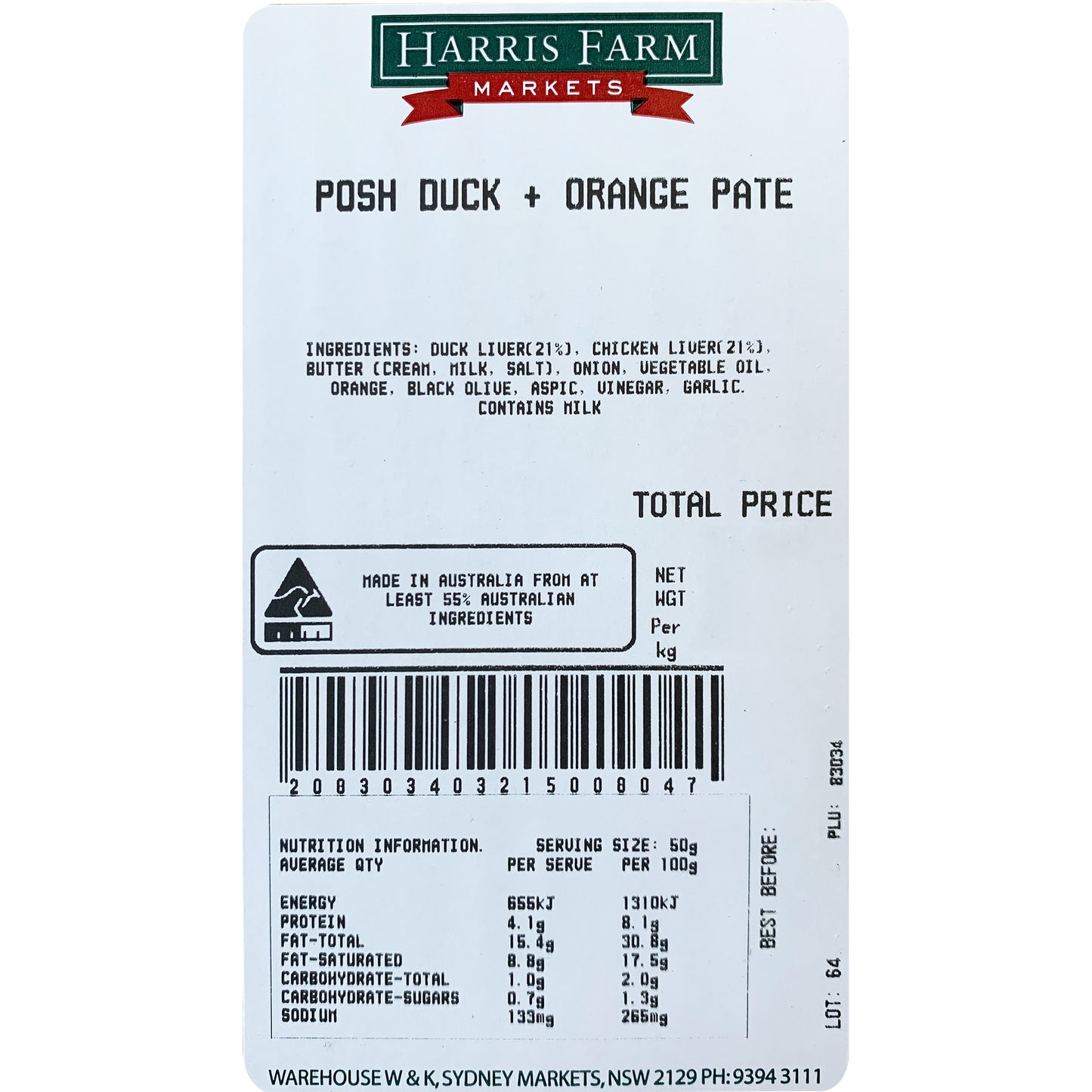 Posh Foods Duck and Orange Pate 150-200g