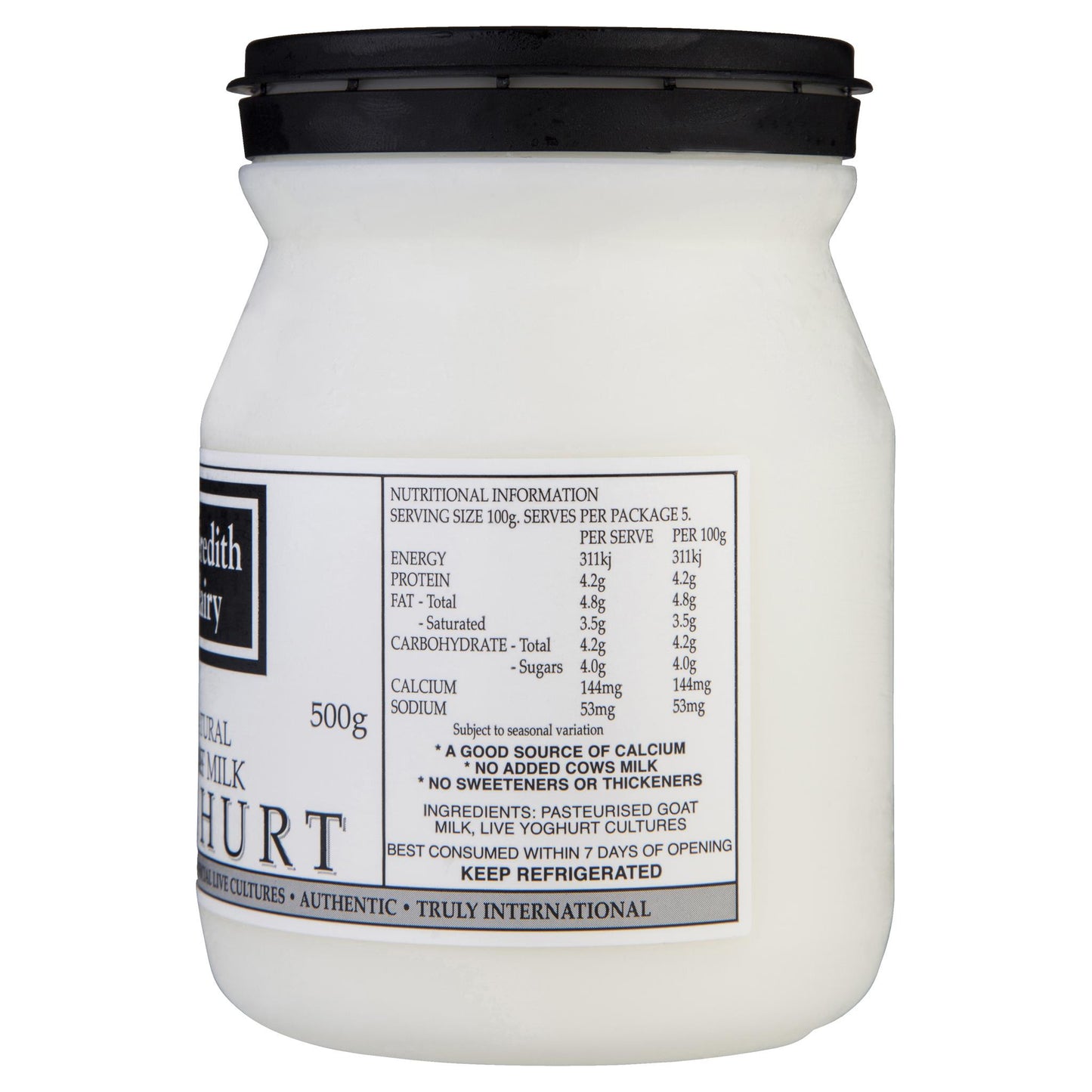 Meredith Dairy Yoghurt Natural Goat Milk 500g , Frdg2-Dairy - HFM, Harris Farm Markets
- 2