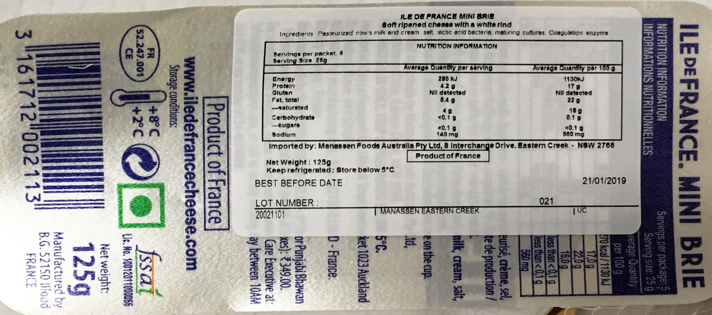ILE De France - Mini Brie Cheeses (5 pieces x 25g)