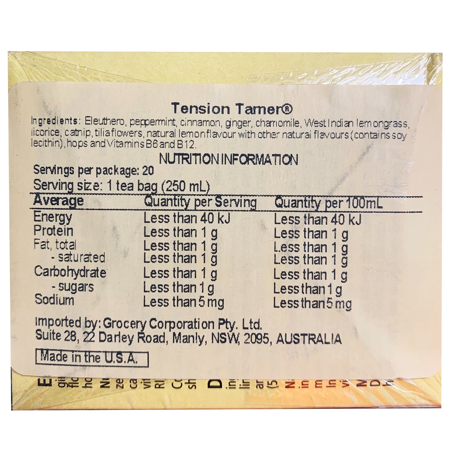 Celestial - Herbal Tea - Tension Tamer (20 tea bags, 43g)