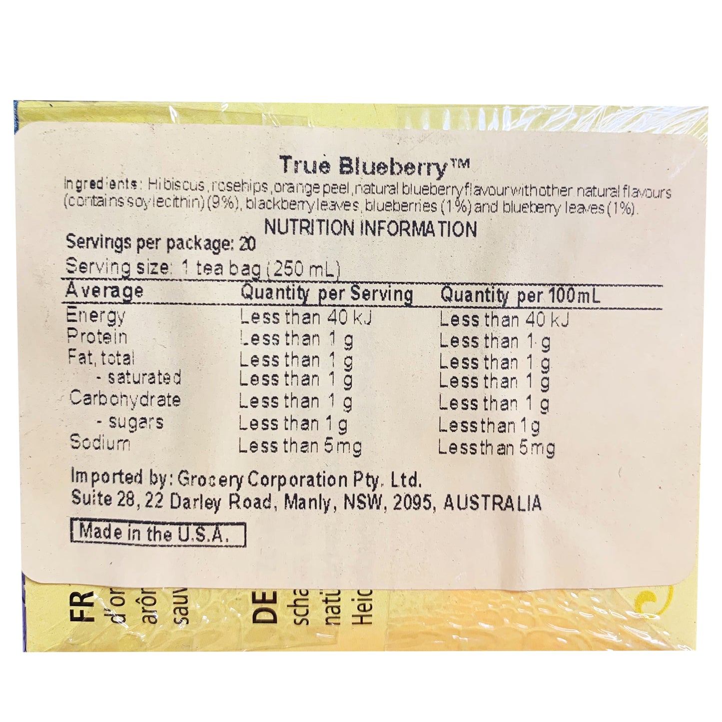Celestial - Herbal Tea - True Blueberry (20 tea bags, 45g)