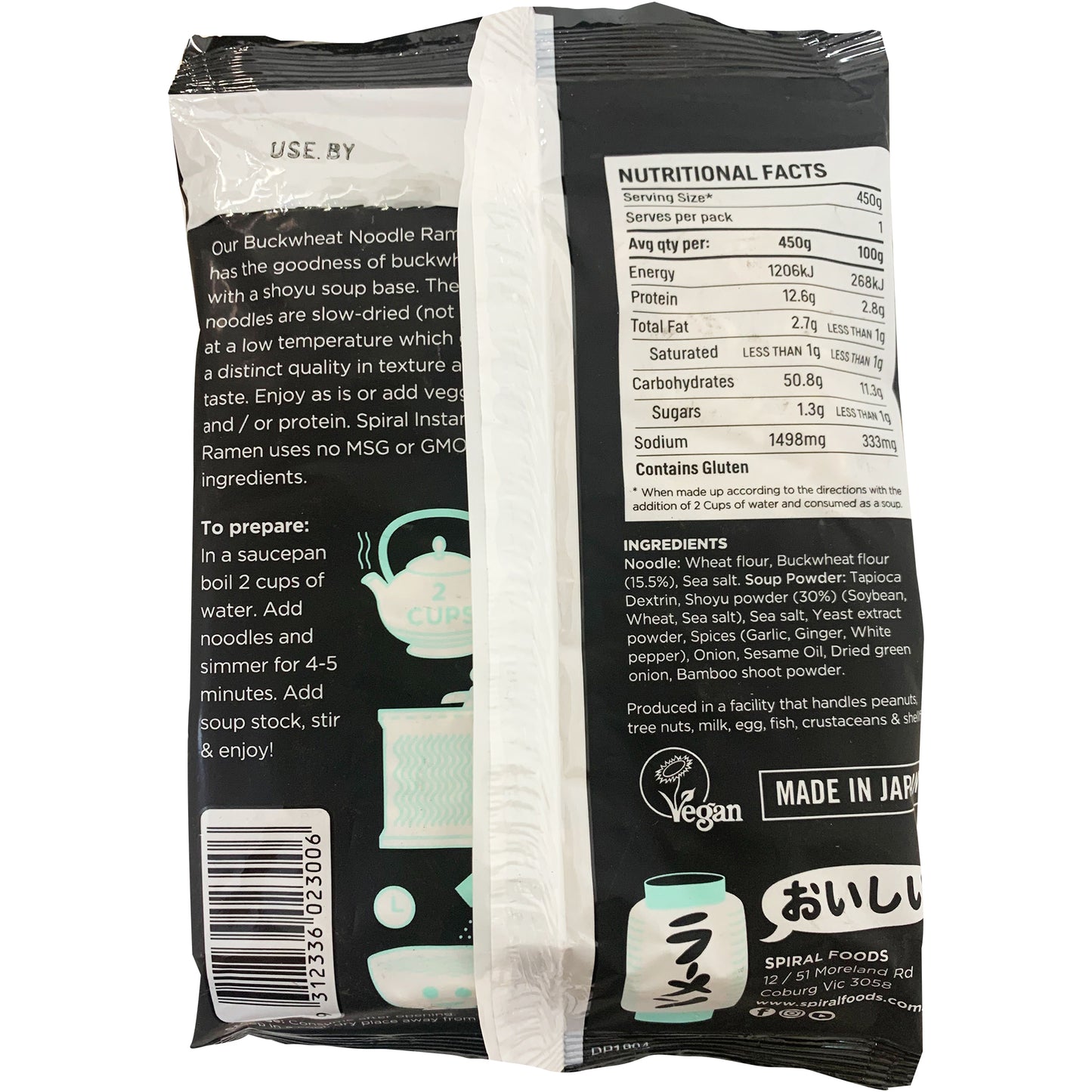 Spiral Foods Instant Ramen Buckwheat Noodle With Shoyu Soup Base 88g