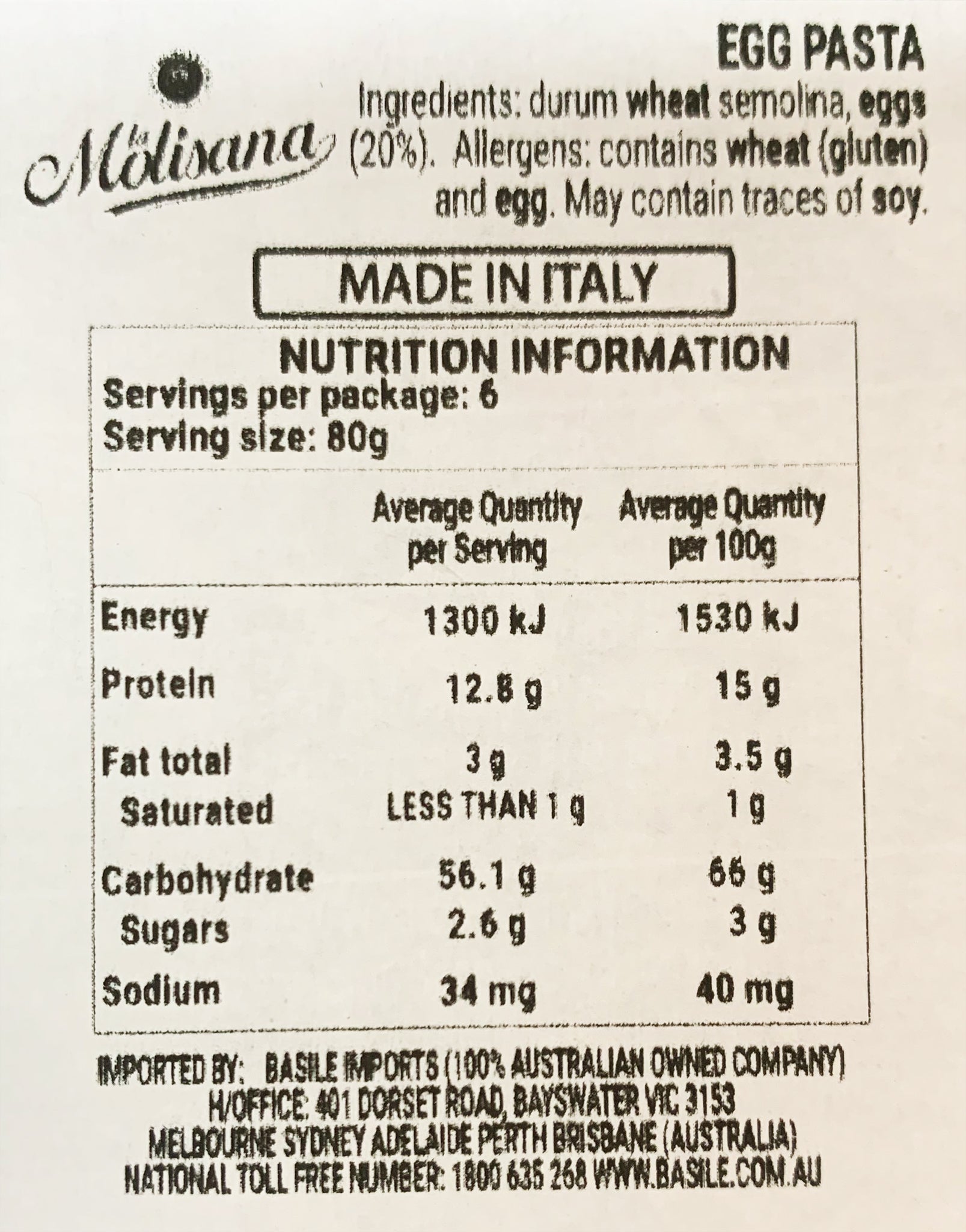 La Molisana Fettuccine Egg No.204 | Harris Farm Online