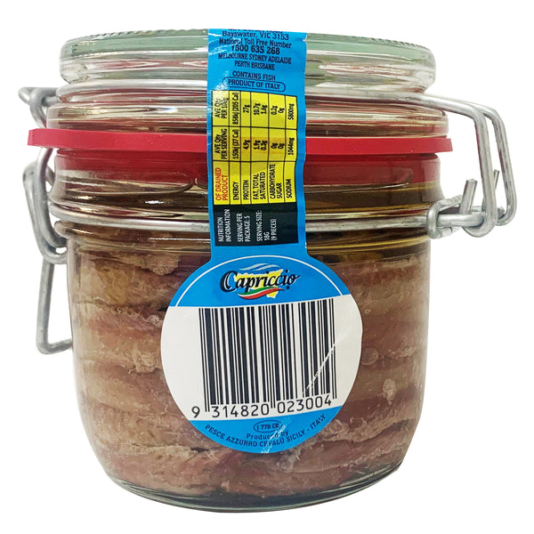 Capriccio Anchovy Fillets In Olive Oil 220g Jar