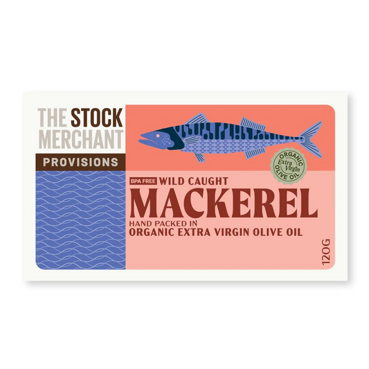 The Stock Merchant Wild Mackerel in Organic Extra Virgin Olive Oil 120g