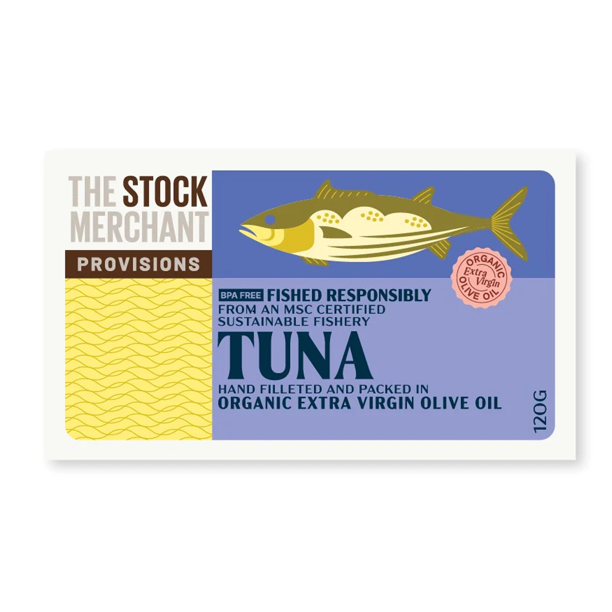 The Stock Merchant MSC Tuna in Organic Extra Virgin Olive Oil 120g