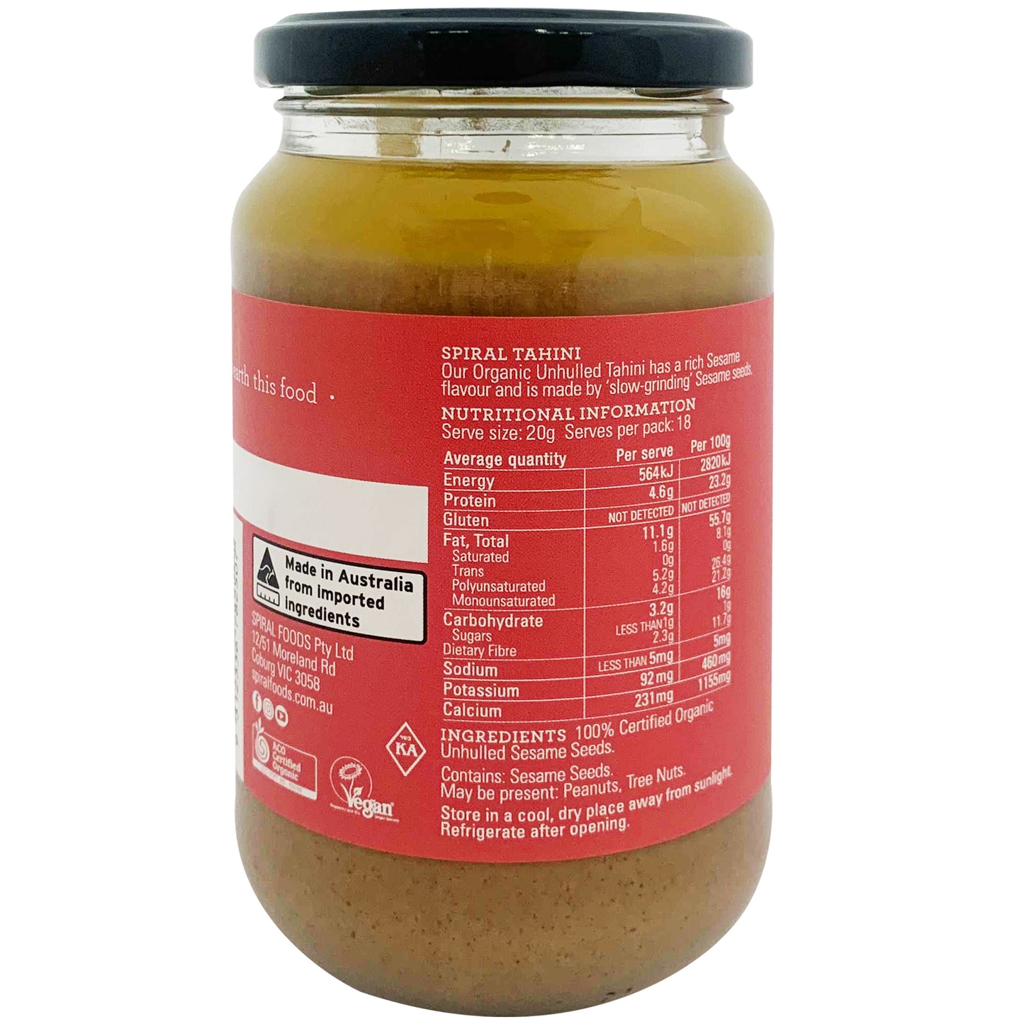 Spiral Foods Organic Unhulled Tahini 375g | Harris Farm Markets Online