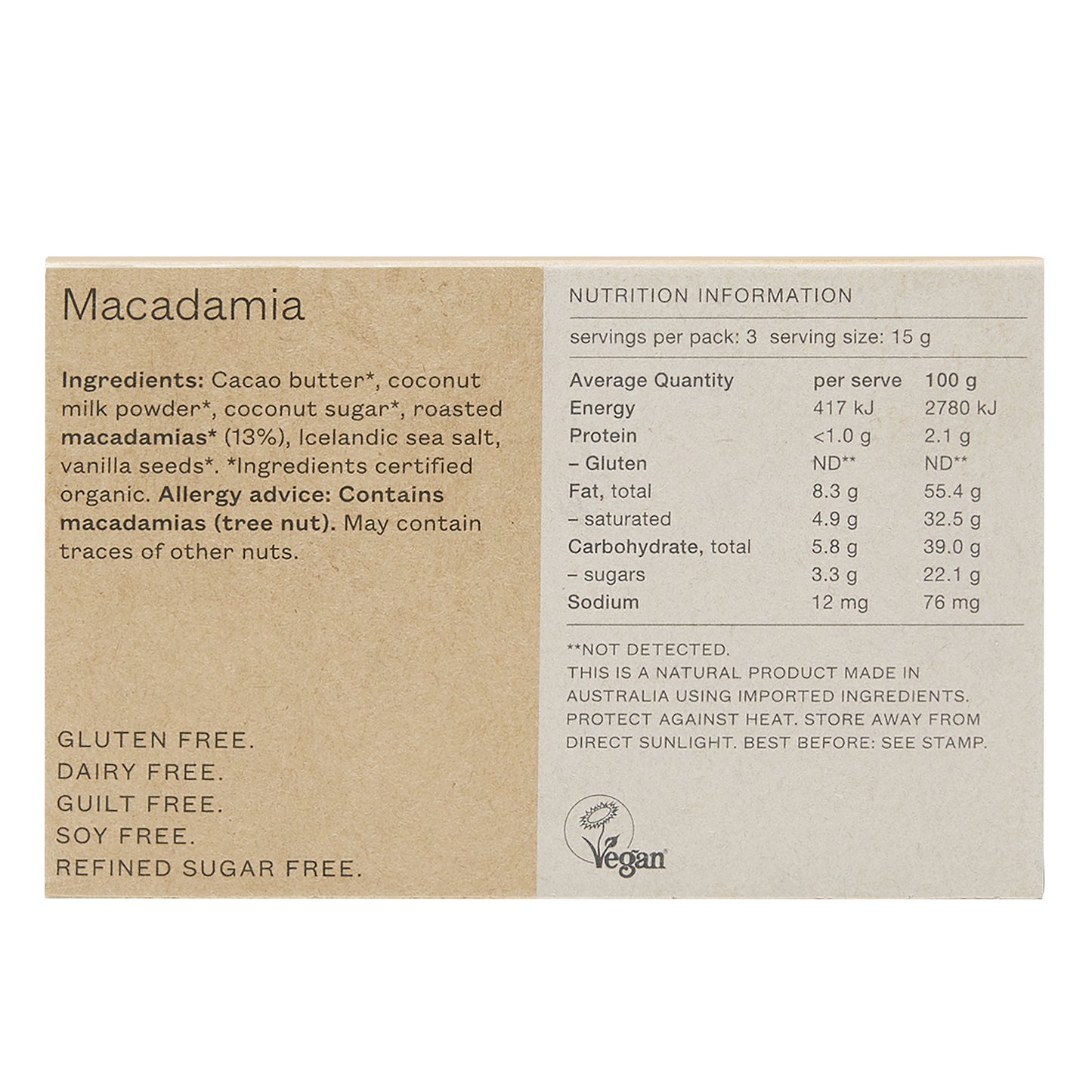 Pana Organic Macadamia White Chocolate | Harris Farm Online