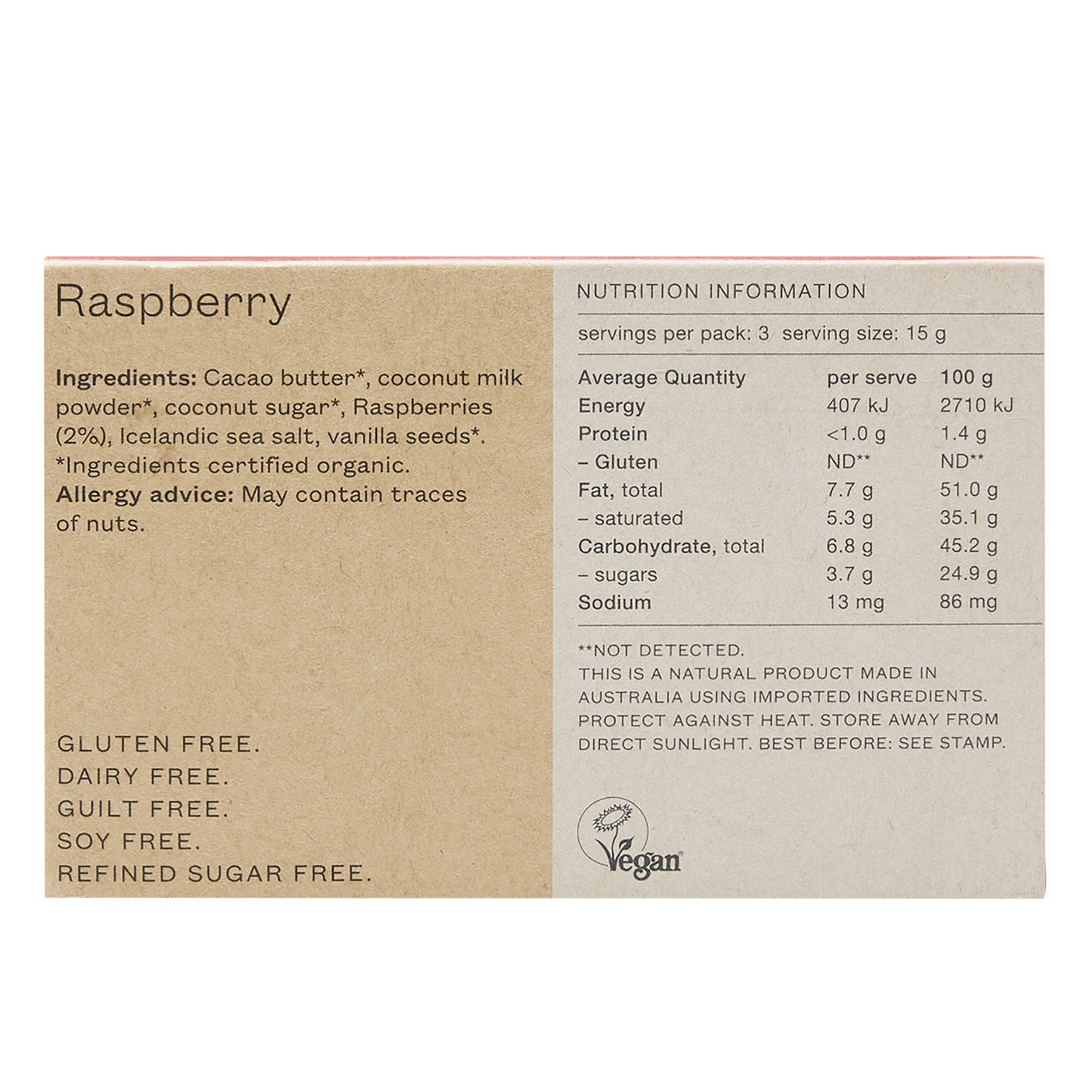 Pana Organic Raspberry White Chocolate | Harris Farm Online