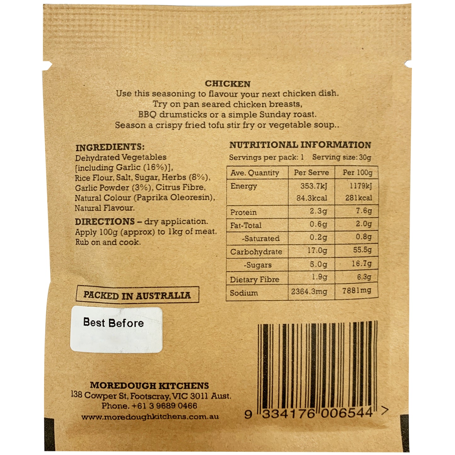 Moredough Kitchens Chicken Seasoning 30g | Harris Farm Markets Online