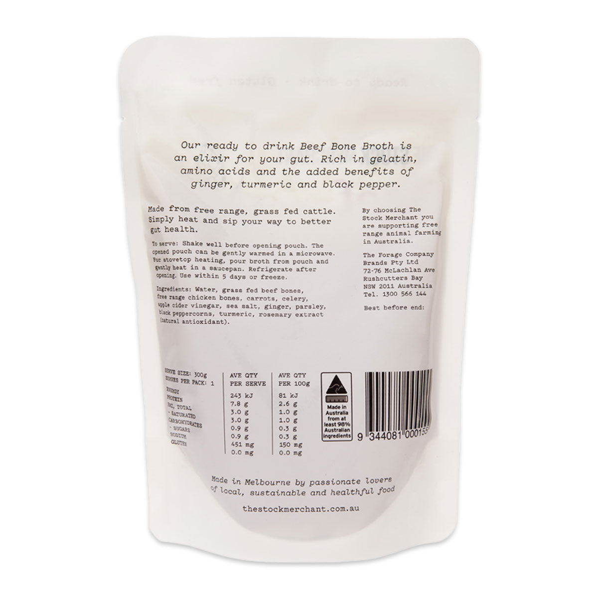 The Stock Merchant Ready to Drink Beef Bone Broth 300g | Harris Farm Markets Online
