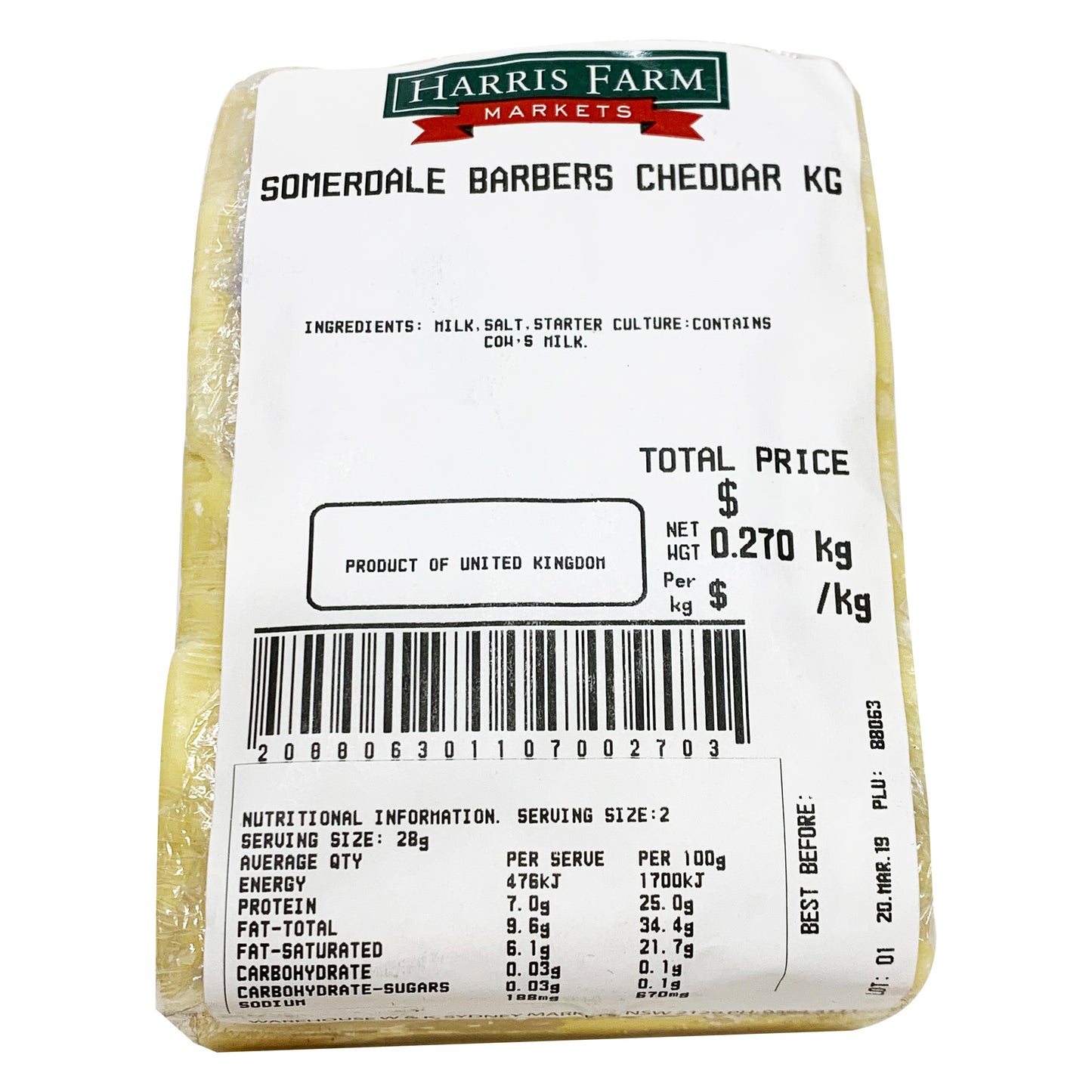 Somerdale Barbers Vintage Reserve Cheddar Cheese 270-330g | Harris Farm Markets Online