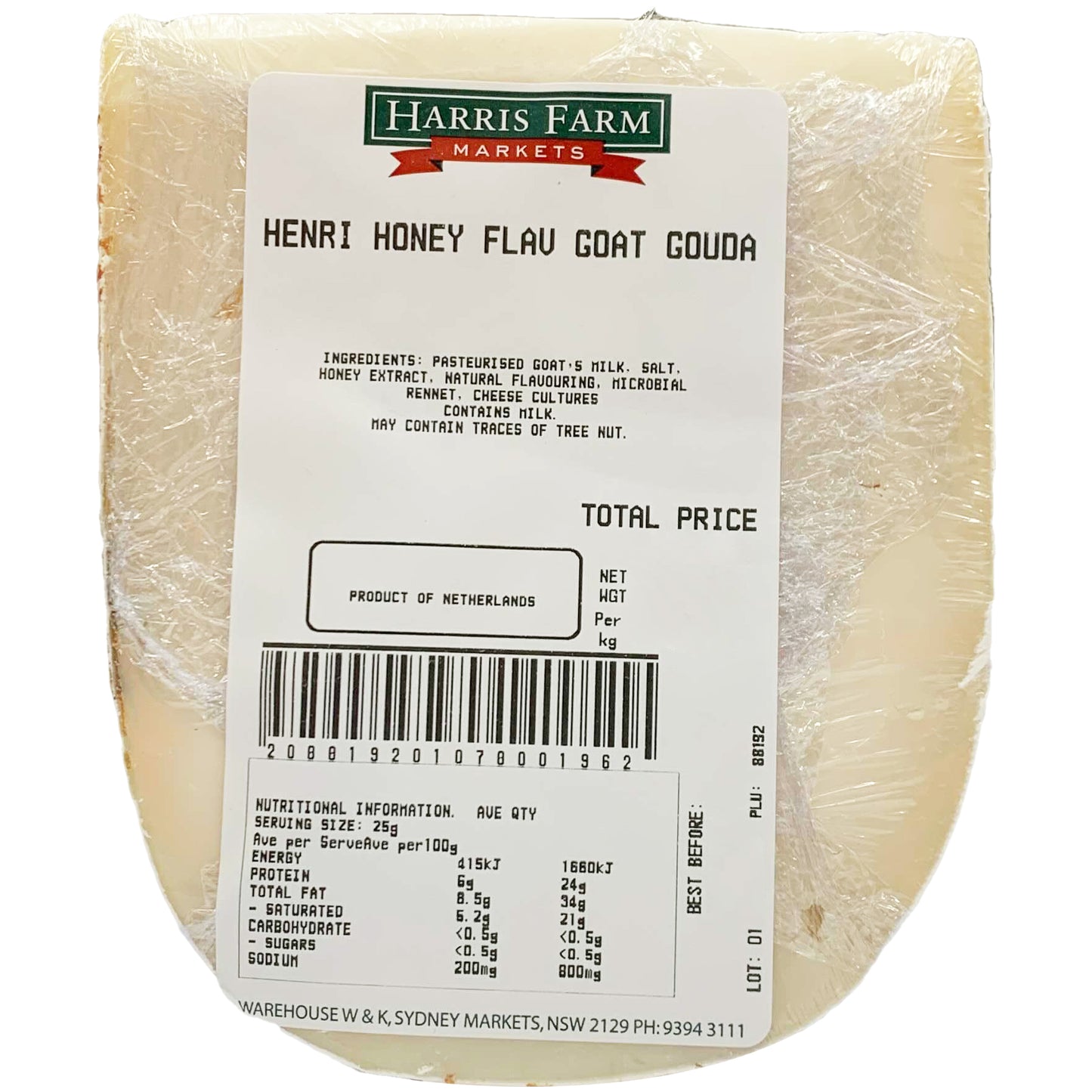 Henri Willig Honey Flavoured Goat Gouda Cheese | Harris Farm Online