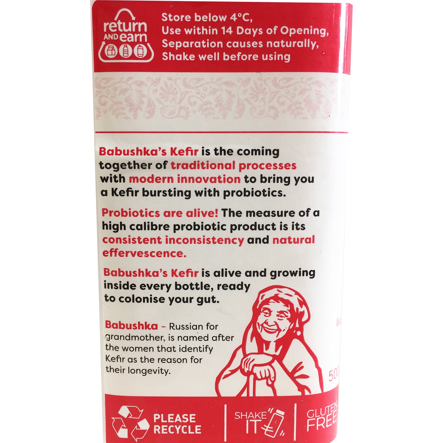 Babushka Yoghurt Probiotic Kefir Strawberries Cream 500g