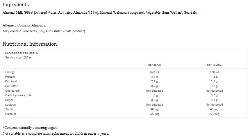 Inside Out Enriched Almond Milk Plus Calcium | Harris Farm Online