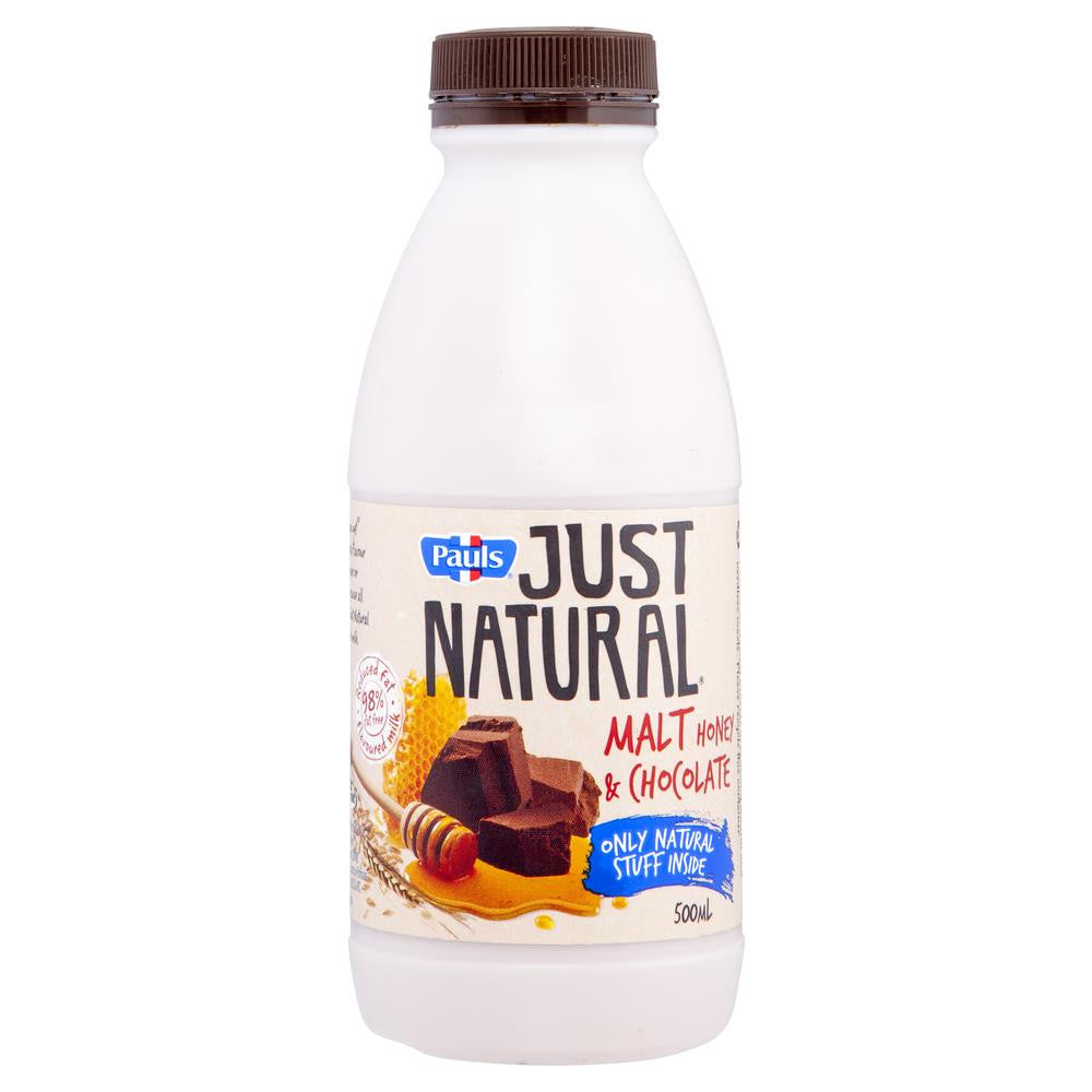 Pauls Just Natural Malt Honey Chocolate 500mL , Frdg2-Dairy - HFM, Harris Farm Markets
 - 1