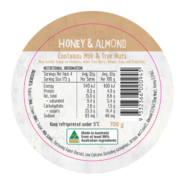 Harris Farm Yoghurt Honey and Almond 700g | Harris Farm Online