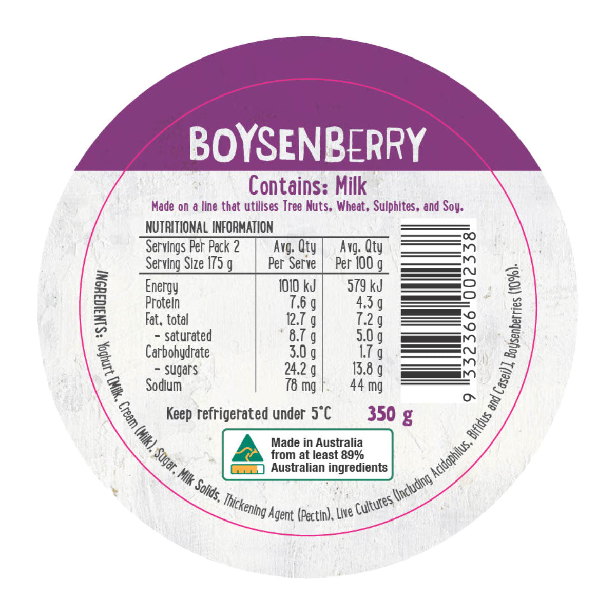 Harris Farm Yoghurt Boysenberry 350g | Harris Farm Online