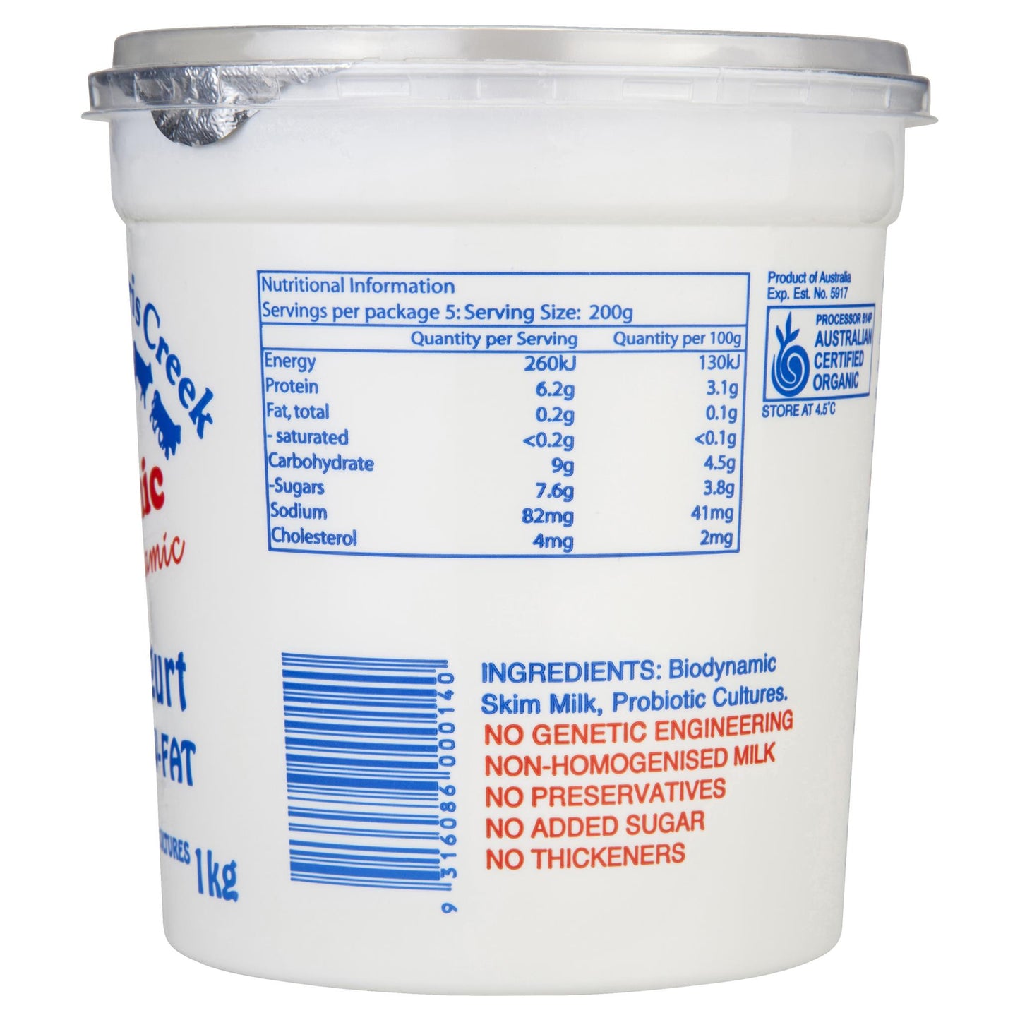 Paris Creek Organic Low Fat Yogurt 1kg , Frdg2-Dairy - HFM, Harris Farm Markets
- 2