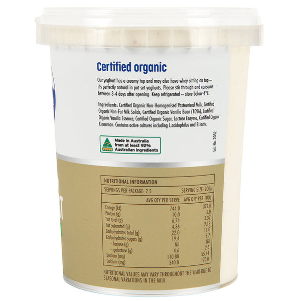 Barambah Organics Vanilla Bean Yoghurt | Harris Farm Online