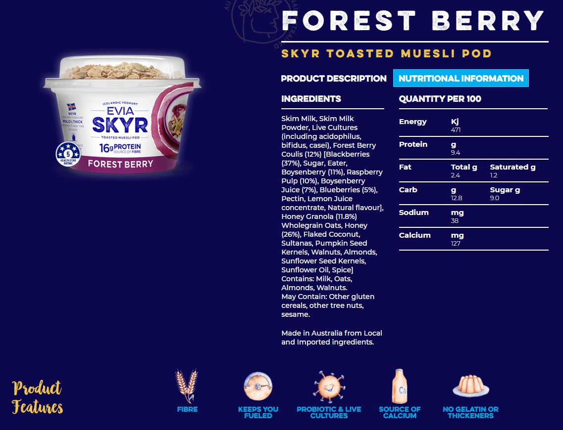 Evia Forest Berry SkyR Toasted Muesli Pod 170g
