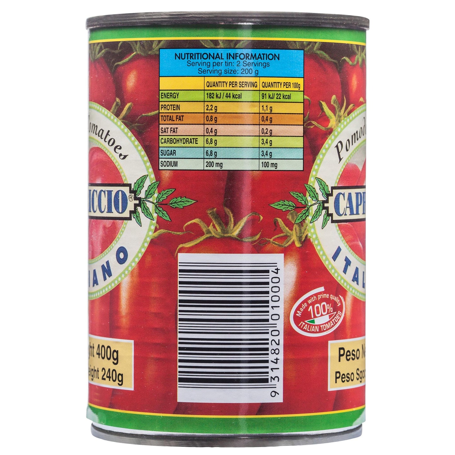 Capriccio Peeled Tomatoes 400g , Grocery-Can Veg - HFM, Harris Farm Markets
- 3