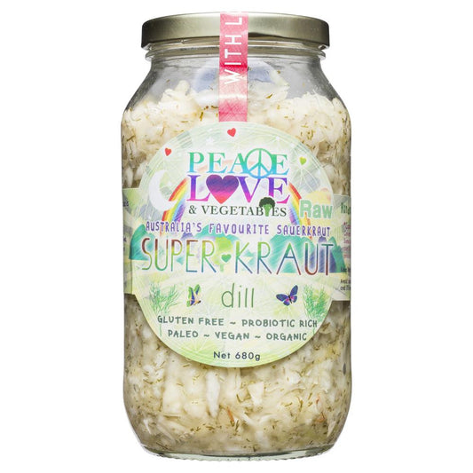 Peace Love & Vegetables Raw Dill Super Kraut 680g , Grocery-Antipasti - HFM, Harris Farm Markets
 - 1